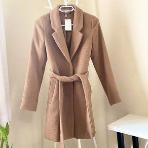 H&M Camel Coat with Tie Belt